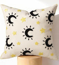Embroidered Throw Pillow Cover 18x18 Inch, Line Star Moon by Kokaaee
