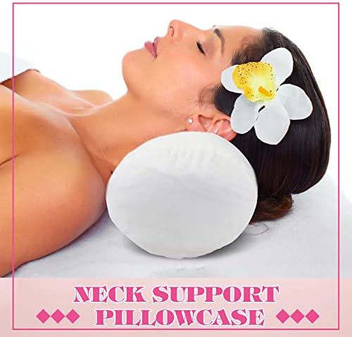 Newwiee 2 Pcs Neck Roll Pillow Case, 16 X 6 Inch Short Plush White - Image 3