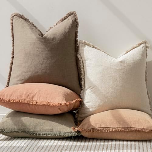 Foindtower Boho Linen Fringe Lumbar Throw Pillow Covers 12×20 Light Brown - Image 6