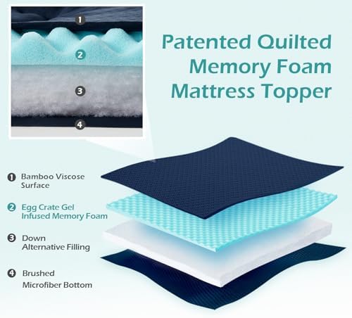 Hansleep King Mattress Topper Memory Foam, King Size Pillow Top Mattress Pad - Image 2