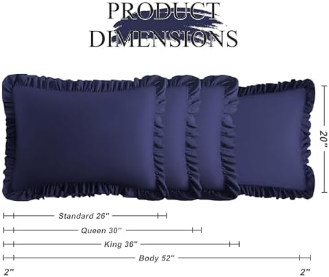 Ruffled King Pillow Shams, 2 Pack, 20x36 Inches - Image 3