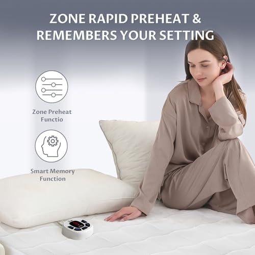 Multi-Zone Heated Mattress Pad Full, Quilted Surface, Preheat & Memory - Image 3