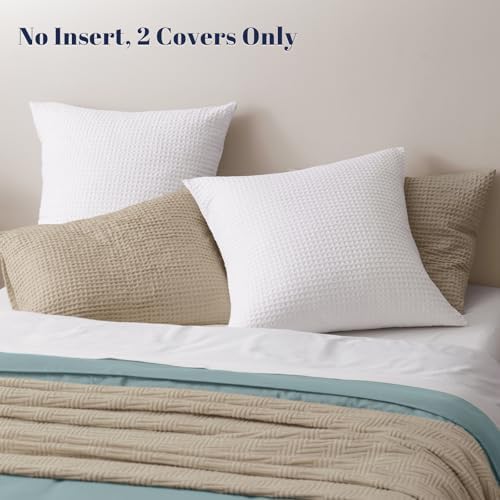 PHF Ultra Soft Waffle Weave Euro Shams Pillow Covers, No Filling, 2 Pack 26" x - Image 3
