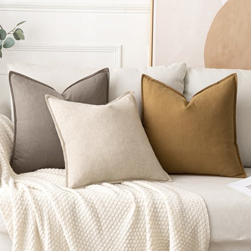 MIULEE Decorative Linen Euro Sham Pillow Covers 24x24 Dune - Image 4