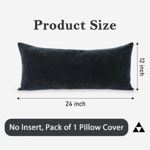 JoraLion Chenille Lumbar Pillow Covers 12X24 inch Dark Blue - Image 3