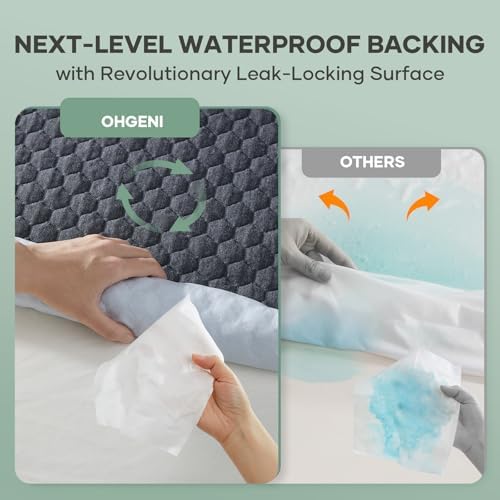 OhGeni 100% Waterproof Mattress Protector, Twin XL Gray Bamboo Viscose Top - Image 4