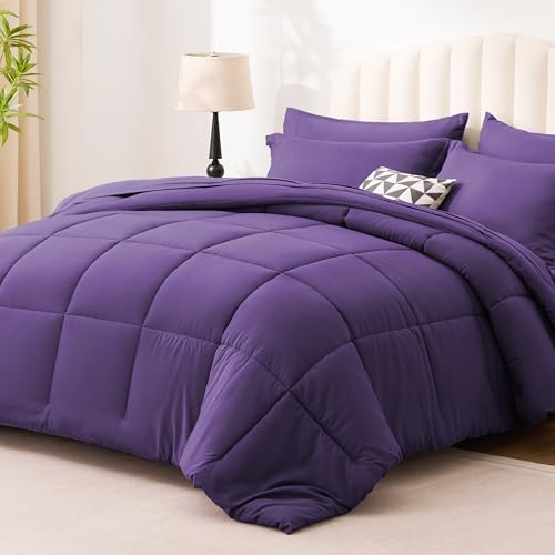 Love's cabin Full Comforter Set Dark Purple, 7 Pieces Full Bed in a Bag - Image 2