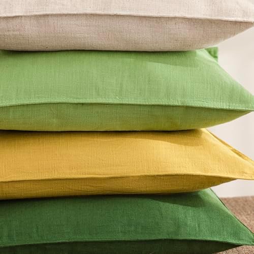 Foindtower Linen Solid Decorative Throw Pillow Covers 18x18 Ginger Yellow - Image 7