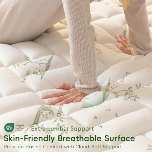 NEWDECO Twin Mattress Topper Cooling Bamboo Viscose Pillow Top Mattress Pad - Image 3