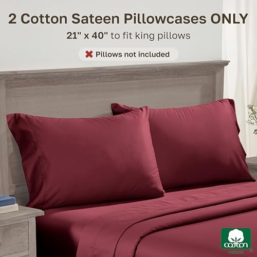 California Design Den 600 TC Set of 2 King Size Pillow Case, Brick Red - Image 3