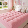 ELEMUSE Full Pink Mattress Topper, Thick Pillow Top Bed Topper Mattress Pad by ELEMUSE