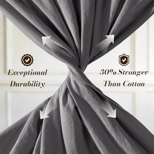 SONORO KATE 100% French Linen Full Size Sheets Set, Natural Flax Bedding - Image 4