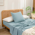 BESTOUCH Washed Cotton Pillowcases Linen Feel Hushed Green Euro by BESTOUCH