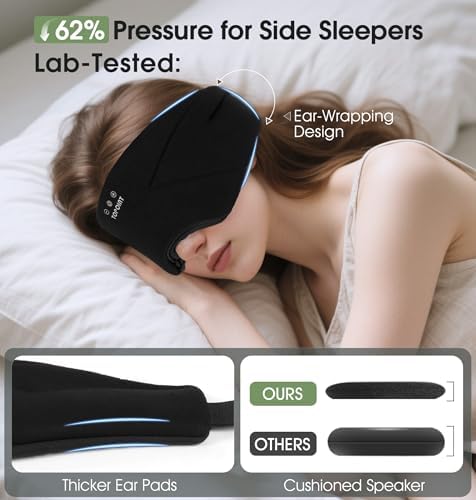 TOPOINT Sleep Mask with Headphones Bluetooth 5.4, Bamboo Cotton Eye Mask - Image 5