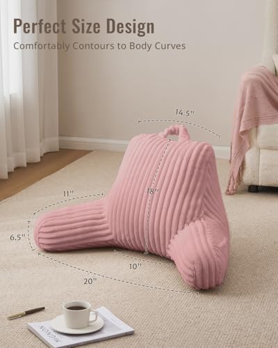 Blissful Diary Reading Pillow for Bed, Backrest Pillow, Plush Pink - Image 4