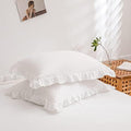 White Pillowcases, King Pillowcases Set of 2, Offwhite Ruffle Pillow Shams by Merryword