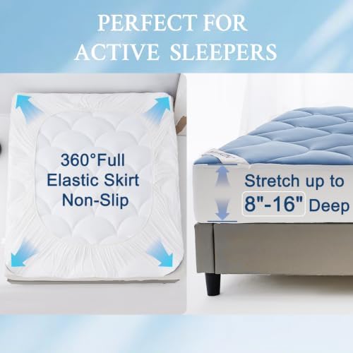YOUR MOON Cooling Mattress Pad Queen Size, Soft Breathable Pillow Top Mattress - Image 6