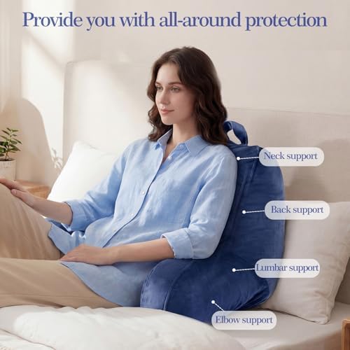 Reading Pillow for Bed with Arm Support, Large Backrest Cushion for Sitting Up - Image 3