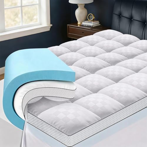 Twin Size Dual Layer 4 Inch Memory Foam Mattress Topper, 2 Inch Gel Memory Foam by Easthome