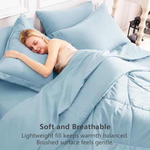 CozyLux Queen Comforter Set 88"x88" Light Blue - Image 4