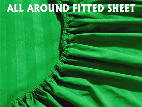 Elegant Comfort 6-Piece Damask Stripe Sheet Set, Emerald Gren - Image 4
