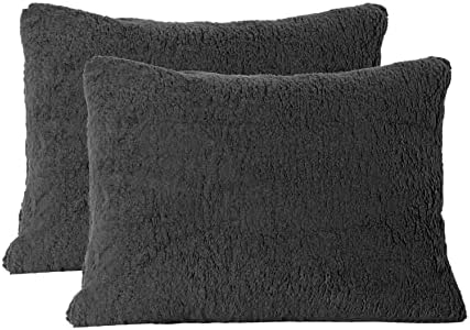 REAFORT Sherpa Pillowcases Set of 2, Zipper Closure by Reafort