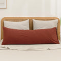 BESTOUCH Washed Cotton Pillowcases Linen Feel Crimson Red Body by BESTOUCH