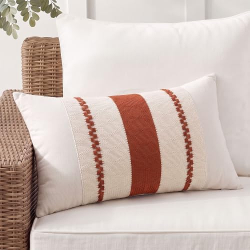 Fancy Homi Set of 2 Boho Burnt Orange Lumbar Decorative Throw Pillow Cover - Image 7