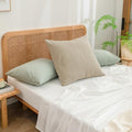 BESTOUCH Washed Cotton Pillowcases Linen Feel Almond Milk Grey Euro by BESTOUCH