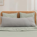 BESTOUCH Washed Cotton Pillowcases Linen Feel Light Grey Body by BESTOUCH