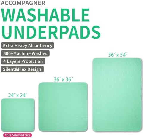 Accompagner Incontinence Bed Pads Washable Waterproof, Ultra-Absorbent Reusable - Image 4
