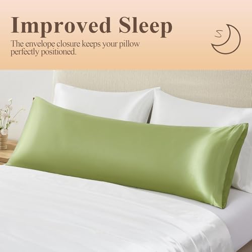 Silk Like Satin Body Pillowcase, Sage Green, 1 Pack, 20x54 Inches - Image 5