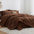 Love's cabin Twin XL Comforter Set Brown, 5 Pieces Twin XL Bed in a Bag by Lovescabin