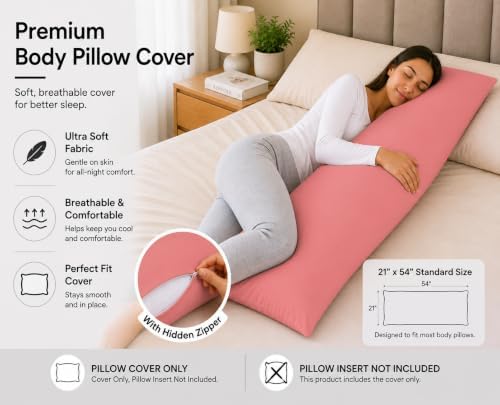 EVOLIVE Body Pillow Cover 21"x54", Microfiber Hidden Zipper - Image 4