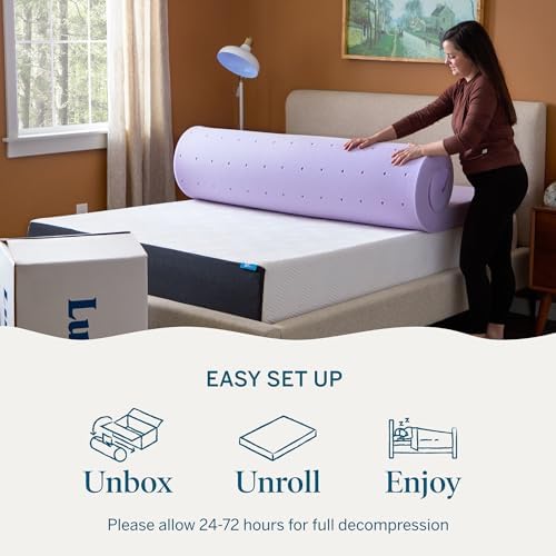 Lucid® 4" Lavender Memory Foam Mattress Topper – CertiPUR-US®, Twin XL - Image 5
