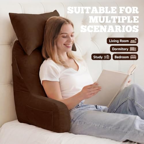 Reading Pillow for Bed, Back Pillow for Bed Sitting Up, Lumbar Support Pillow - Image 3