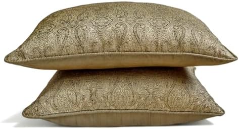 Antique Gold Decorative Lumbar Pillow Cover 12" x 26" | Pack of 2 Contemporary - Image 5