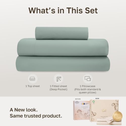 California Design Den 100% Organic Cotton XL Twin Sheets, Sage Green - Image 3