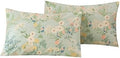 ECOCOTT Sage Green Floral Pillowcases Standard Size Set of 2, 100% Washed by ECOCOTT