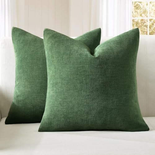 MIULEE Moss Green Chenille Couch Euro Throw Pillow Covers by MIULEE