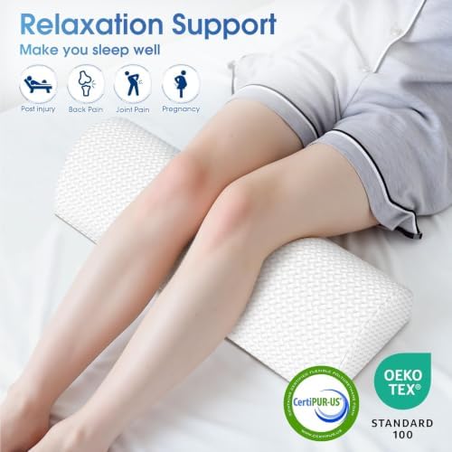 2 Pack Knee Pillow for Back Sleeping Memory Foam Half Moon Bolster Pillow - Image 3
