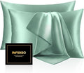 INFIIXSO Silk Pillow Cases 2 Pack, Standard Size, Hidden Zipper, Mint Green by INFIIXSO