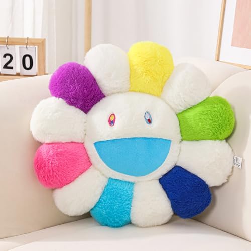 FIONOUT White Daisy Flower Pillow, Plush Throw Cushion, 15.7 Inch by FIONOUT