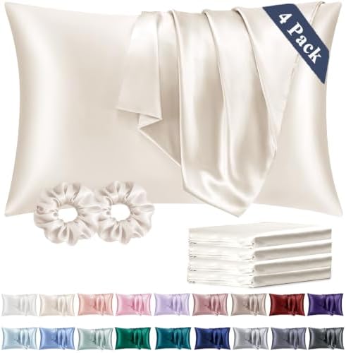 Vielit Queen Satin Pillowcase for Hair 4 Pack, Similar to Silk Pillow Cases by Vielit