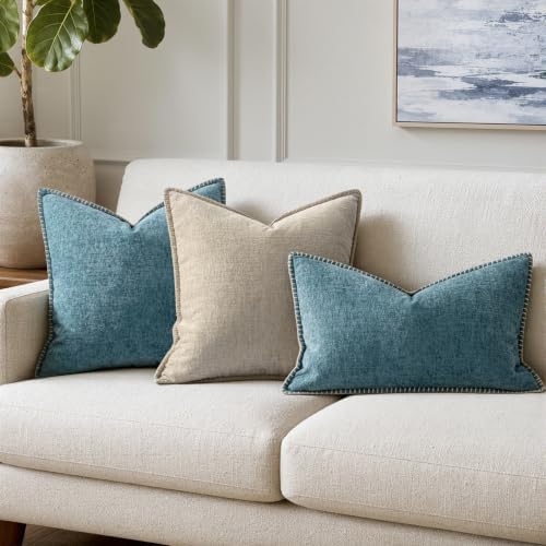 MIULEE Decorative Lumbar Throw Pillow Covers 12x20 Inch Smoke Blue 2 Pack - Image 5
