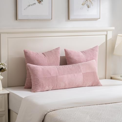 Fancy Homi 2 Packs Blush Pink Euro Decorative Throw Pillow Covers 26x26 Inch - Image 5