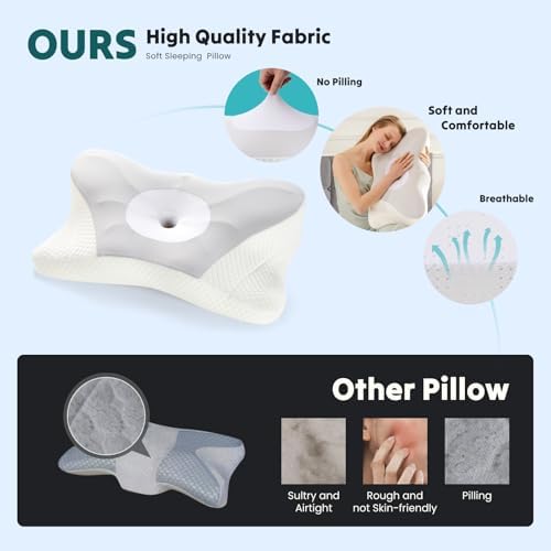Sweetcrispy Cervical Pillow for Neck Pain Relief, Cooling Memory Foam - Image 2