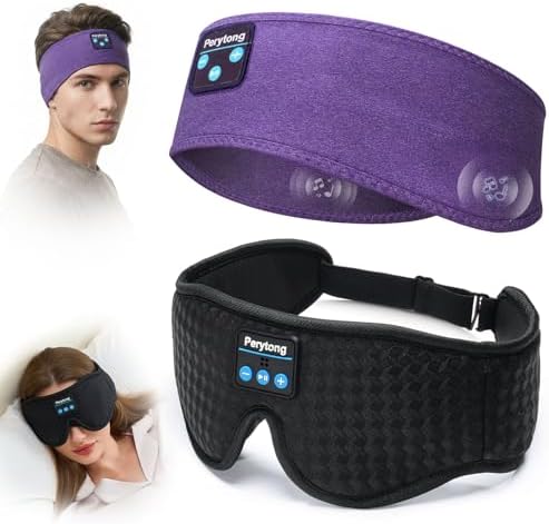 Sleep Mask and Sleeping Headphones Set, Roll Over Freely by Perytong