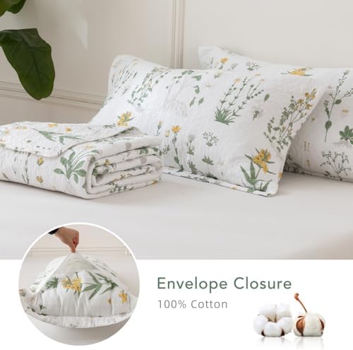 Lady Ann Quilted Pillow Shams Standard Size 20x26, 2-Piece Yellow Floral & - Image 6
