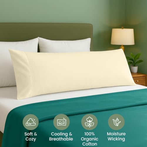 Cotton Delight Organic Cotton Body Pillow Cover 20x60 – 600 Thread Count Sateen - Image 2